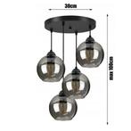 Hanglamp – Plafondlamp Industrieel 4-Lamps Smoke Bol Zwart