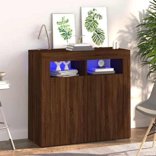 vidaXL Dressoir met LED-verlichting 80x35x75 cm bruin eiken, Huis en Inrichting, Kasten | Dressoirs, 25 tot 50 cm, Nieuw, 50 tot 100 cm