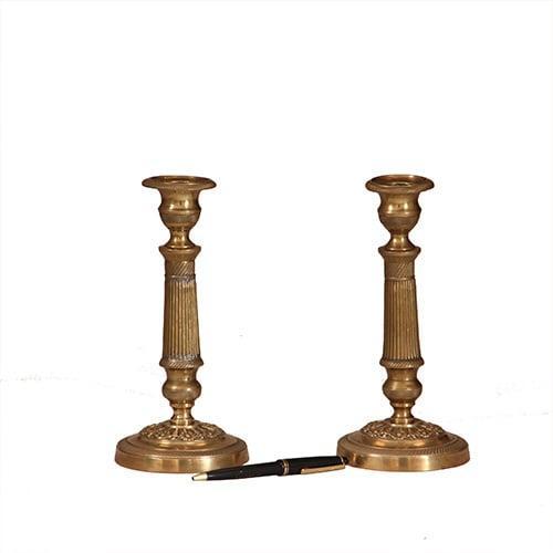 Stel van 2 vergulde Franse kandelaren  Charles Dix  ca 1825, Antiek en Kunst, Antiek | Kandelaars, Ophalen of Verzenden