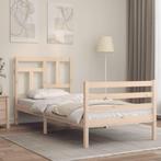 vidaXL Bedframe met hoofdbord massief hout 90x200 cm, Huis en Inrichting, Slaapkamer | Bedden, 90 cm, Eenpersoons, Bruin, Verzenden