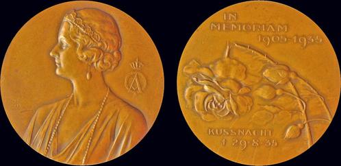1935 Belgium medaille Queen Astrid Death in 1835 Brons, Postzegels en Munten, Penningen en Medailles, Verzenden