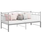 vidaXL Slaapbank uittrekbaar metaal grijs 90x200 cm, Huis en Inrichting, Slaapkamer | Bedden, 90 cm, Eenpersoons, Verzenden, Nieuw