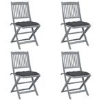 vidaXL Tuinstoelen 4 st inklapbaar met kussens massief, Tuin en Terras, Tuinstoelen, Verzenden, Nieuw