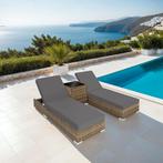 2 wicker ligbedden met aluminium frame en tafel, inclusief b, Tuin en Terras, Tuinsets en Loungesets, Verzenden, Nieuw