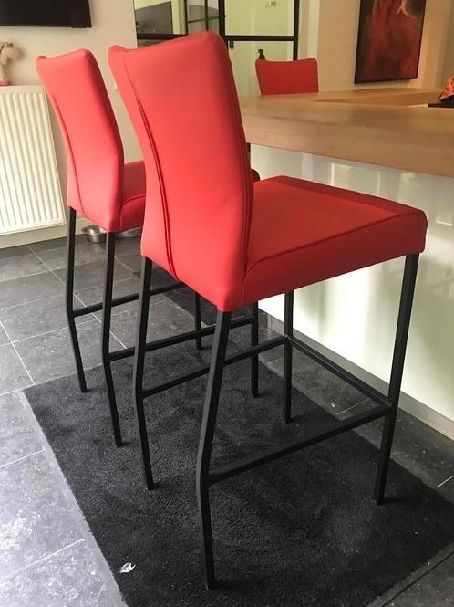 leren barstoelen - rood leer - Echt leer, Modern, ontdek de, Huis en Inrichting, Stoelen, Overige kleuren, Nieuw, Leer, Ophalen of Verzenden