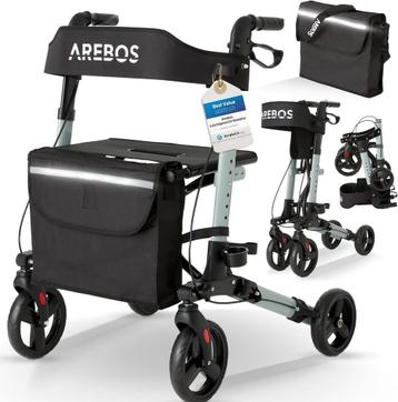 Arebos Lichtgewicht rollator van aluminium, 6-voudig in hoog beschikbaar voor biedingen