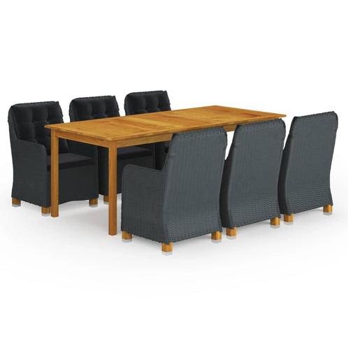 vidaXL 7-delige Tuinset donkergrijs, Tuin en Terras, Tuinsets en Loungesets, Tuinset, Nieuw, 6 zitplaatsen, Hardhout, Verzenden