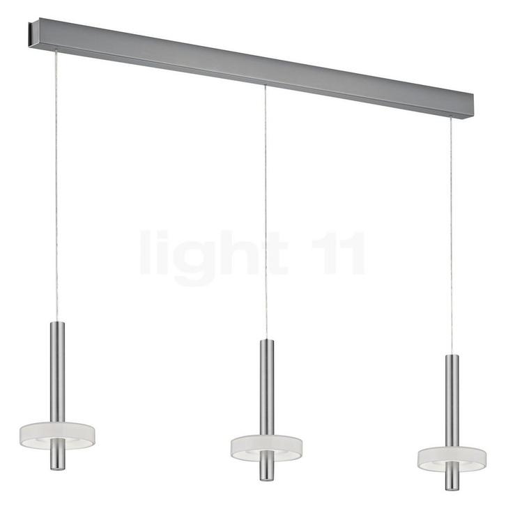 Helestra Kea Hanglamp LED 3-lichts, nikkel mat (Hanglampen), Huis en Inrichting, Lampen | Hanglampen, Nieuw, Verzenden