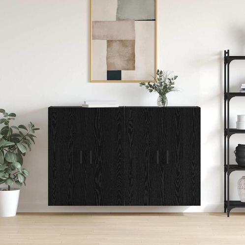 vidaXL Wandgemonteerde Kasten 2 pcs Zwart eiken 69.5 x 34 x, Huis en Inrichting, Kasten | Buffetkasten, Nieuw, 50 tot 100 cm, Overige houtsoorten