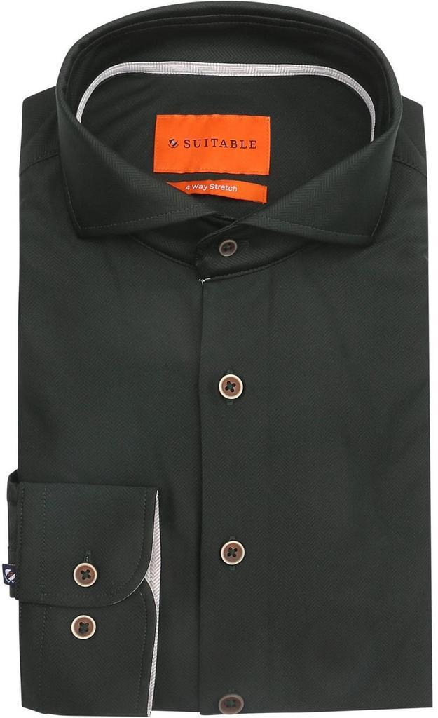 Suitable Herringbone Overhemd Donkergroen maat 41 Heren, Kleding | Heren, Overhemden, Nieuw, Verzenden