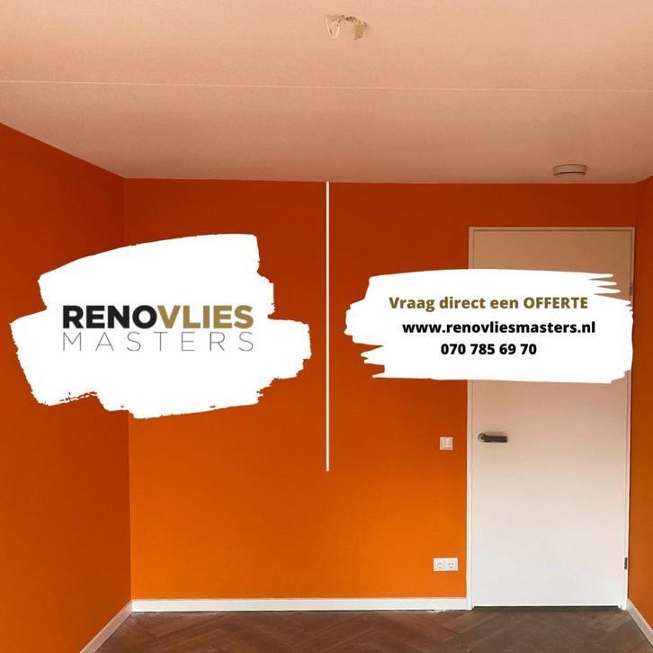 TIJDELIJKE ACTIE RENOVLIES BEHANGEN € 14,50 m2, Diensten en Vakmensen, Schilders en Behangers, Behangen, Binnenschilderwerk, Buitenschilderwerk