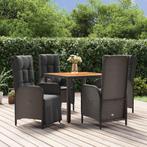 vidaXL 5-delige Tuinset met kussens poly rattan zwart, Verzenden, Nieuw, Rotan, Tuinset