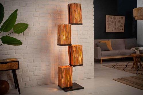 Handgemaakte vloerlamp EUPHORIA 154cm longan hout met vier, Huis en Inrichting, Lampen | Vloerlampen, Ophalen of Verzenden