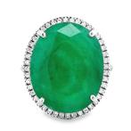 Ring Platina - 12.29ct. tw. Smaragd - Diamant, Nieuw