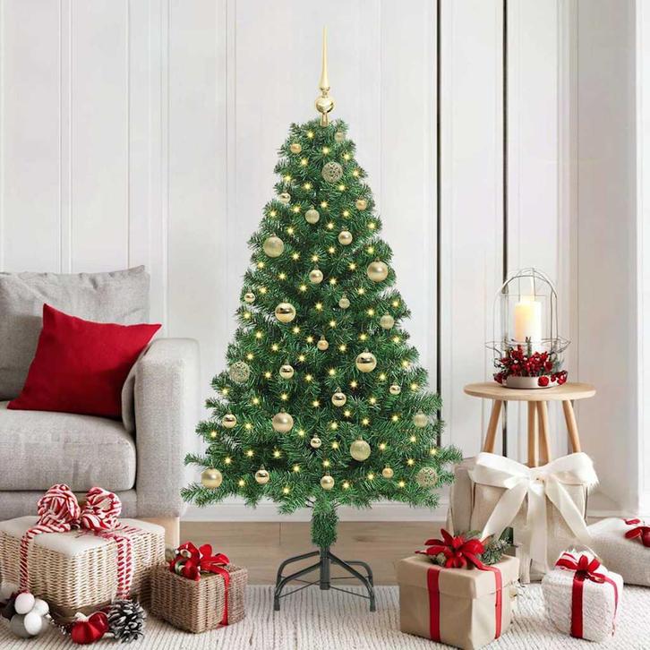 vidaXL Kunstkerstboom Groen 150 cm PVC en Staal en Kunststof, Diversen, Kerst, Nieuw, Verzenden