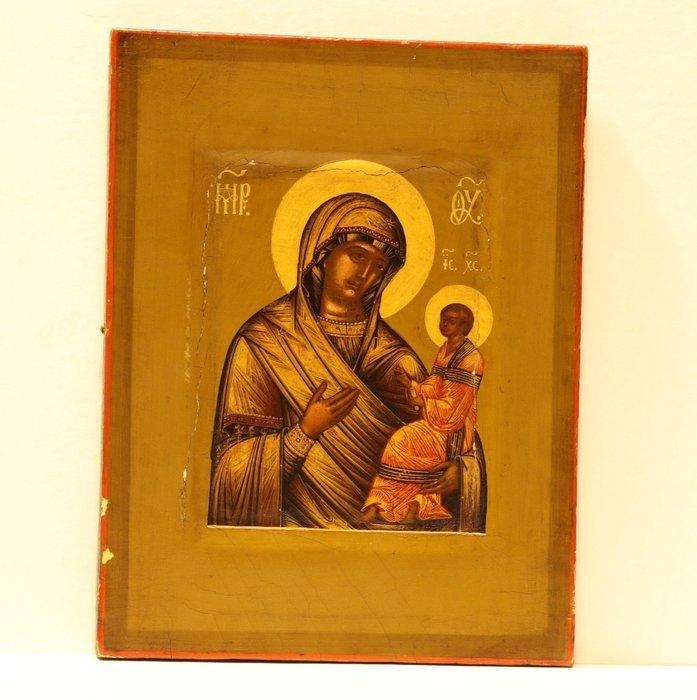 Icoon - Moeder Gods Iverskaja - Hout - Zeldzame inscriptie, Antiek en Kunst, Kunst | Niet-Westerse kunst