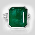 Verlovingsring - 14 karaat Witgoud - 11.72ct. tw. Smaragd -, Sieraden, Tassen en Uiterlijk, Antieke sieraden