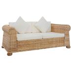 vidaXL Tweezitsbank met kussens natuurlijk rattan, Verzenden, 150 tot 200 cm, Riet of Rotan, Nieuw