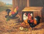 European school XX century - Scène de poulailler, Antiek en Kunst, Kunst | Schilderijen | Klassiek