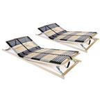 vidaXL Lattenbodems 2 st met 42 latten 7 zones 80x200 cm, Eenpersoons, Bruin, Verzenden, Nieuw