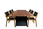 Doory tuinmeubelset tafel 100x250cm en 6 stoel Venice zwart,