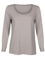 Shirt Viscose Taupe, damestop met lange mouwen, Kleding | Dames, Tops, Verzenden, Nieuw