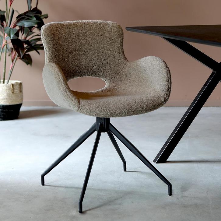 *WOONWINKEL* Tower Living Campo Teddy Eetkamerstoel Lichtbru, Huis en Inrichting, Stoelen, Nieuw, Verzenden