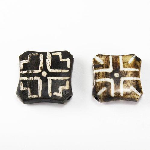 Oud Birma, Pyu Gefossiliseerd palmhout Twee vierkante Pumtek, Sieraden, Tassen en Uiterlijk, Antieke sieraden