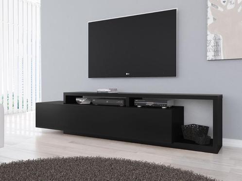 TV-Meubel Mat zwart / Eiken antraciet Wit | TV kast met lade, Huis en Inrichting, Kasten | Televisiemeubels, 25 tot 50 cm, Nieuw