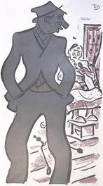 De ideale Staatsburger op spotprent (lijst optie, Lithos), Antiek en Kunst, Verzenden