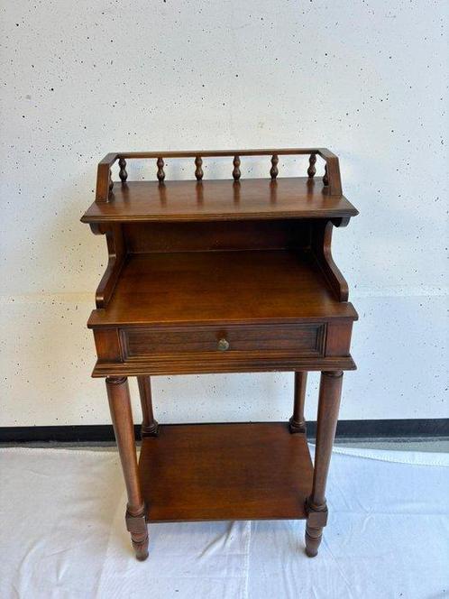 Bijzettafel - Donker Houten Bijzettafeltafel met Gedraaide, Antiek en Kunst, Curiosa en Brocante