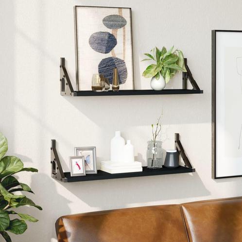vidaXL Wandschappen 2 st 60x15x15,5 cm zwart, Huis en Inrichting, Woonaccessoires | Wandplanken en Boekenplanken, Nieuw, Verzenden