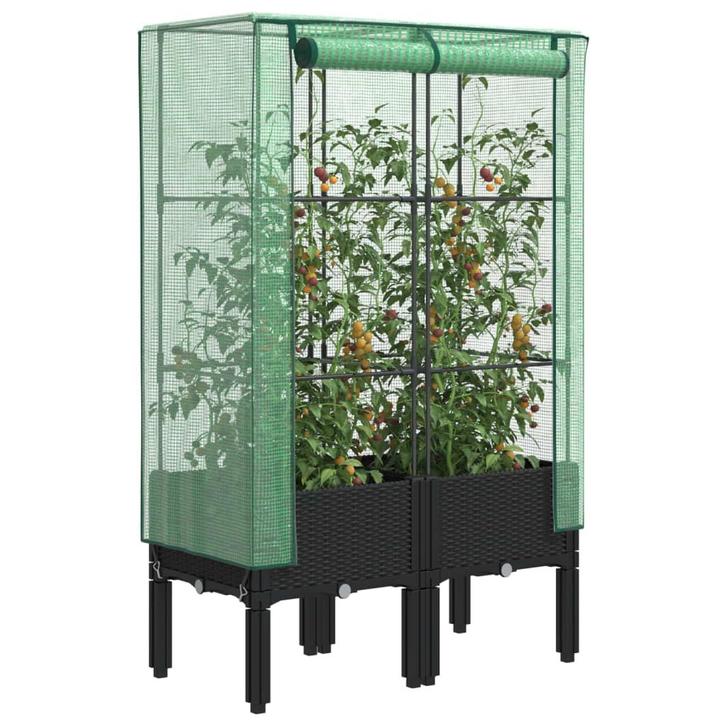 vidaXL Plantenbak verhoogd met kashoes 80x40x140 cm, Tuin en Terras, Bloembakken en Plantenbakken, Nieuw, Kunststof, Verzenden
