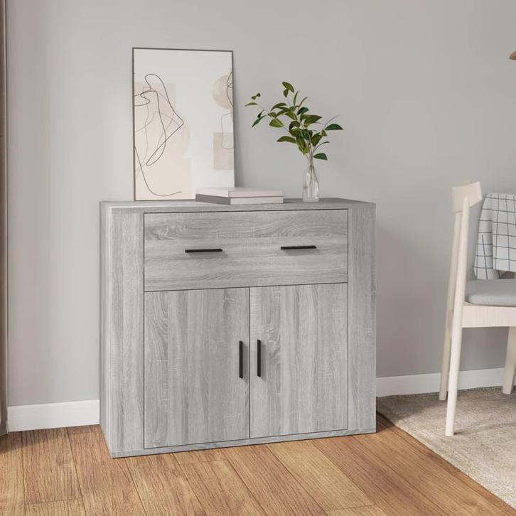 vidaXL Dressoir 80x33x70 cm bewerkt hout grijs sonoma, Huis en Inrichting, Kasten | Dressoirs, 25 tot 50 cm, Nieuw, 50 tot 100 cm