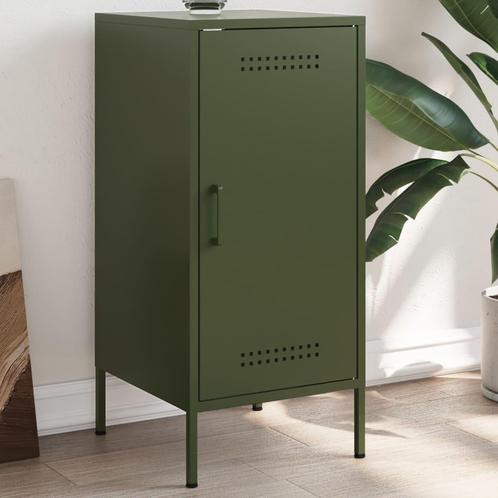vidaXL Dressoir 36x39x79 cm staal olijfgroen, Huis en Inrichting, Kasten | Dressoirs, 25 tot 50 cm, Nieuw, Minder dan 50 cm, Metaal