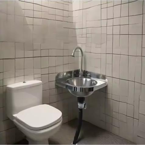 Compacte RVS Hoekwastafel – Wandgemonteerd, Huis en Inrichting, Badkamer | Badkamermeubels, Nieuw, Verzenden