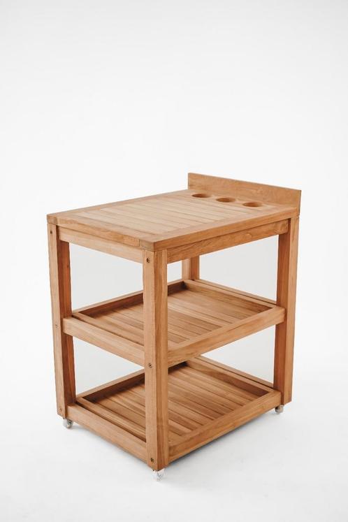 Luxe Teak Serveerkar | 65x50x70, Tuin en Terras, Tuintafels, Nieuw, Verzenden