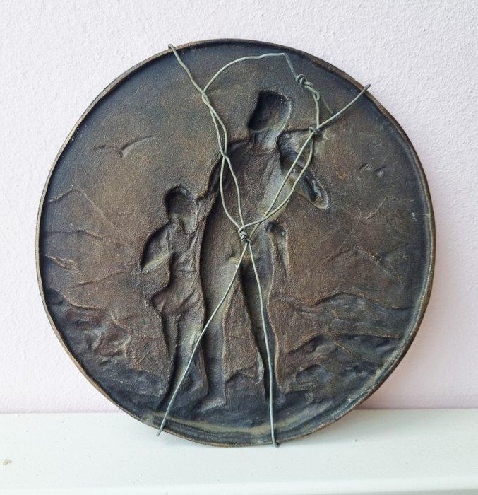 naar Richard Kissling - Plaque - Wilhelm Tell - Brons, Antiek en Kunst, Antiek | Keramiek en Aardewerk