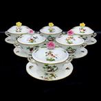 Herend - Exquisite Set of Soup Bowls with Rose Lids (18 pcs), Antiek en Kunst