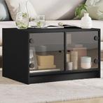 vidaXL Salontafel met glazen deuren 68x50x42 cm zwart, 50 tot 100 cm, Verzenden, Nieuw, 50 tot 100 cm