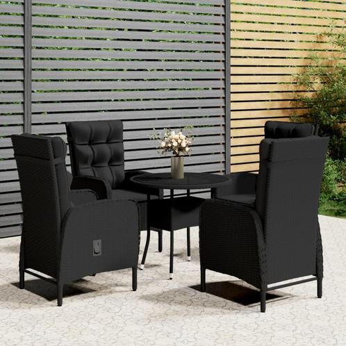 vidaXL 5-delige Tuinset poly rattan zwart, Tuin en Terras, Tuinsets en Loungesets, Tuinset, Nieuw, 4 zitplaatsen, Rotan, Verzenden