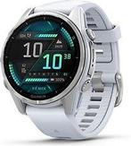 Garmin Fenix 8 43 mm zilver titanium met steen wit polsband, Verzenden, Zo goed als nieuw