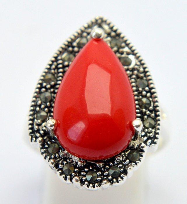 Koraal - 925 Zilver - Ring, Verzamelen, Mineralen en Fossielen