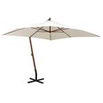 vidaXL Zweefparasol met houten paal 300x300 cm wit, Verzenden, Nieuw, 3 tot 4 meter, Zweefparasol