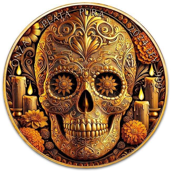 Mexico. 1 Onza 2024 1 oz Mexican Libertad Calavera Dorada, Postzegels en Munten, Edelmetalen en Baren