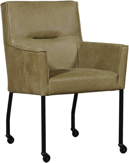 Olijfgroene leren moderne eetkamerstoel - Kenia Leer Olive (, Huis en Inrichting, Stoelen, Eén, Overige kleuren, Nieuw, Leer, Ophalen of Verzenden