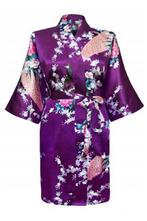 KIMU® Kimono Paars Kort L-XL Yukata Satijn Boven de Knie Kor, Kleding | Dames, Carnavalskleding en Feestkleding, Ophalen of Verzenden
