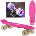 Sajan - Skateboard - LED - Penny board - Roze - 22.5 inch -, Nieuw, Skateboard, Verzenden