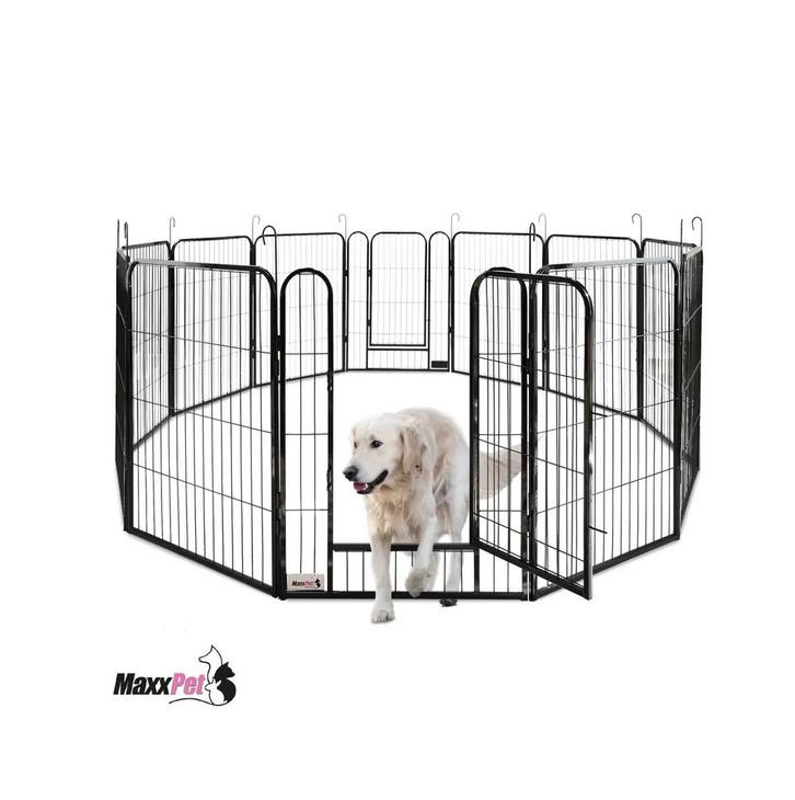 MaxxPet Hondenren - Puppyren met 12 Kennelpanelen - Staal..., Dieren en Toebehoren, Hondenbenches, Nieuw, Verzenden
