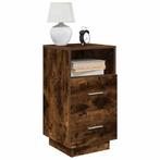 vidaXL Nachtkastje met 2 lades 36x36x68 cm gerookt, Verzenden, Nieuw, Hout